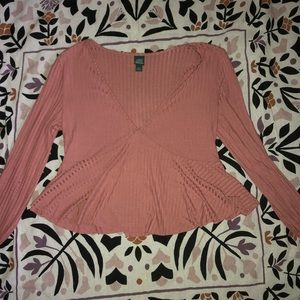 dusty rose ribbed long sleeve